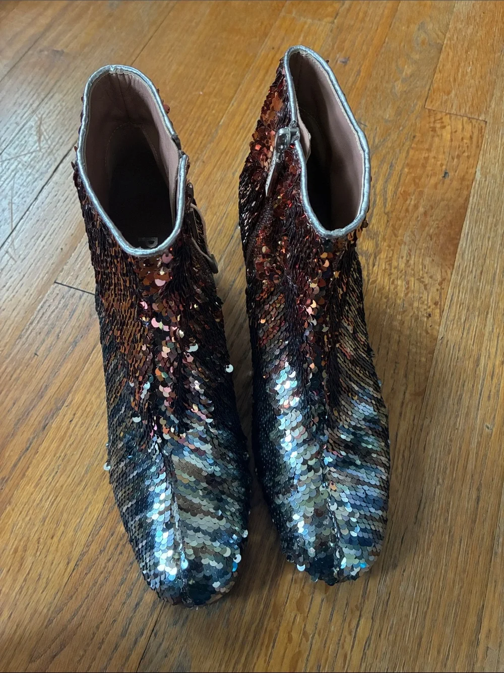 Pollini Sequin Block Heel Ankle Boot - Multicolor size 39 US 8.5